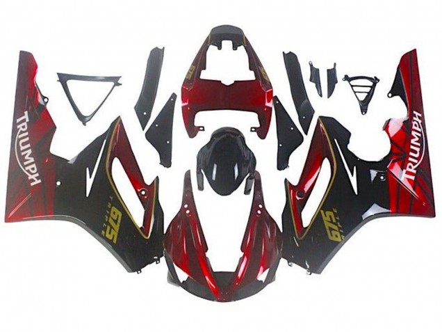 Beste Triumph Daytona 675 Triple Motorrad Verkleidung 2009-2012 - Rot Glanzendes Schwarz