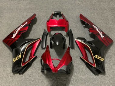 Beste Triumph Daytona 675 Triple Motorrad Verkleidung 2009-2012 - Rot Gold Glanzendes Schwarz