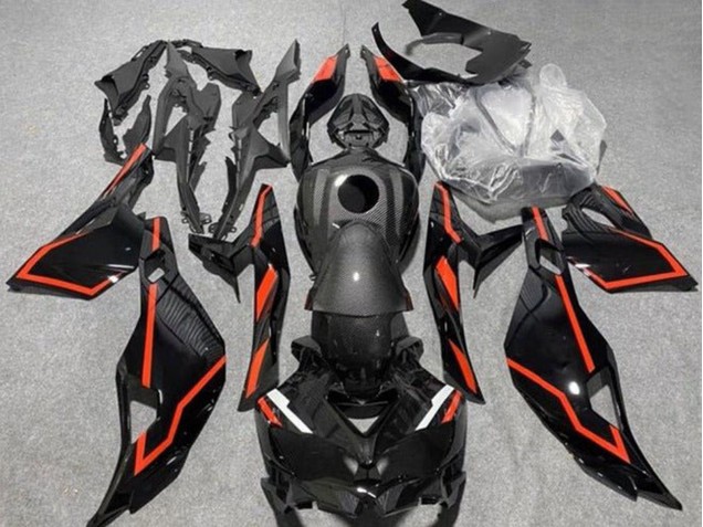 Beste Kawasaki ZX4R ZX-4RR Motorrad Verkleidung 2019-2025 - Kunst Carbonfaser Schwarz Rot