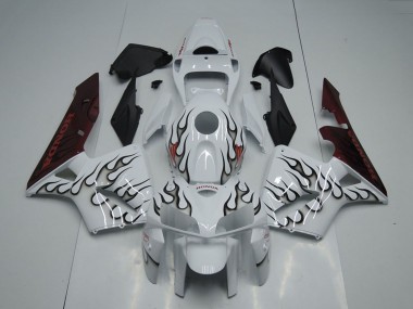 Beste Honda CBR600RR Motorrad Verkleidung 2005-2006 - Weiss Schwarz Flamme