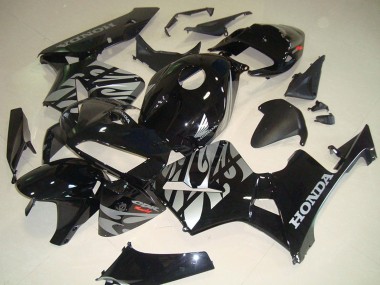 Beste Honda CBR600RR Motorrad Verkleidung 2005-2006 - Glanzendes Schwarz Silber mit Flamme