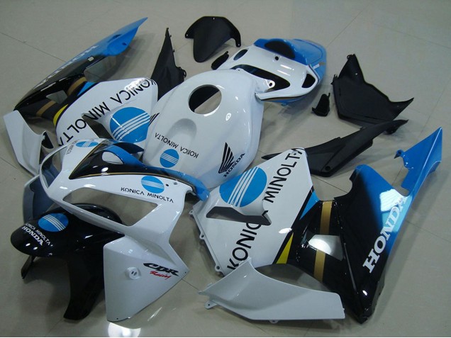 Beste Honda CBR600RR Motorrad Verkleidung 2005-2006 - Weiss Blau Glanzendes Schwarz Konica Minolta