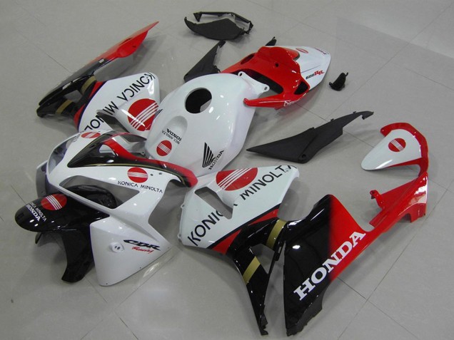 Beste Honda CBR600RR Motorrad Verkleidung 2005-2006 - Weiss Rot Glanzendes Schwarz Konica Minolta
