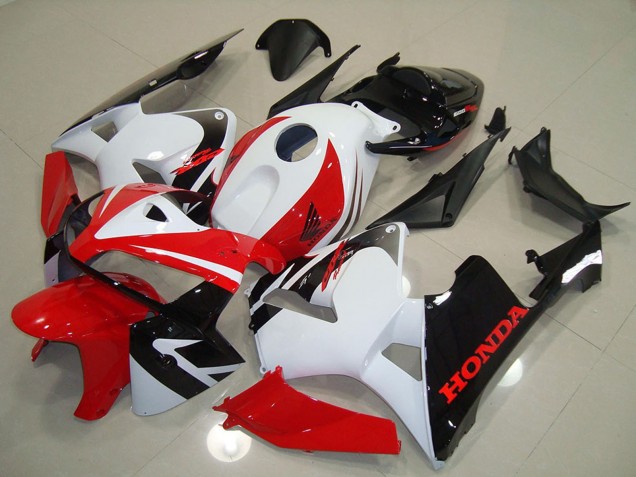 Beste Honda CBR600RR Motorrad Verkleidung 2005-2006 - Weiss Rot Schwarz