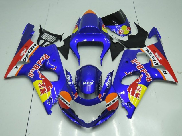 Beste Suzuki GSXR 1000 Motorrad Verkleidung 2000-2002 - Blau Gelb Red Bull Repsol
