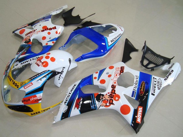 Beste Suzuki GSXR 1000 Motorrad Verkleidung 2000-2002 - Weiss Blau Rot Gelb Schwarz Dunkel Dog Motul Pepe Phone