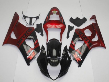 Beste Suzuki GSXR 1000 Motorrad Verkleidung 2003-2004 - Rot Glanzendes Schwarz