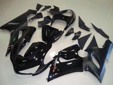 Beste Kawasaki ZX6R Motorrad Verkleidung 2005-2006 - Glanzendes Schwarz Matt Schwarz Silber Rot