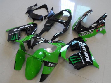 Beste Kawasaki ZX9R Motorrad Verkleidung 2000-2001 - Glanzendes Schwarz Grun Monster