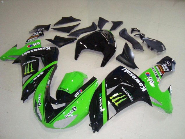 Beste Kawasaki ZX10R Motorrad Verkleidung 2006-2007 - Grun Silber Glanzendes Schwarz Monster