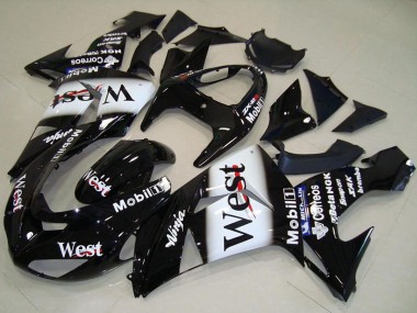 Beste Kawasaki ZX10R Motorrad Verkleidung 2006-2007 - Glanzendes Schwarz Weiss West