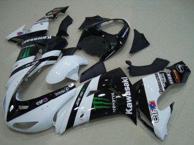 Beste Kawasaki ZX10R Motorrad Verkleidung 2006-2007 - Weiss Glanzendes Schwarz Grun Elf Monster
