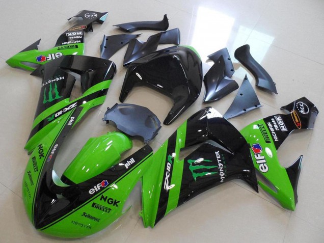 Beste Kawasaki ZX10R Motorrad Verkleidung 2006-2007 - Grun Glanzendes Schwarz Monster Rennen