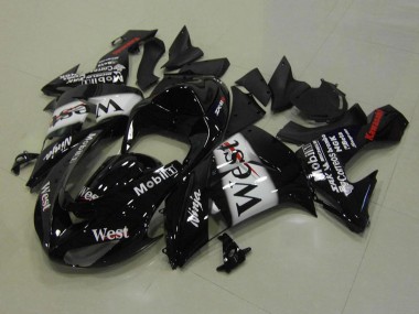 Beste Kawasaki ZX10R Motorrad Verkleidung 2006-2007 - Glanzendes Schwarz Weiss West Rot