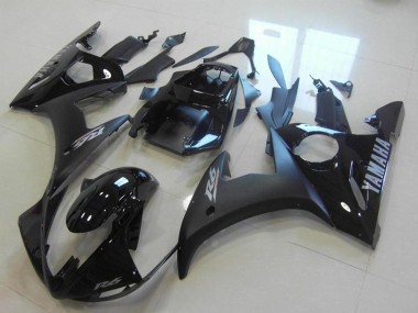 Beste Yamaha YZF R6 Motorrad Verkleidung 2003-2004 - Glanzendes Schwarz Matt Schwarz Silber Aufkleber