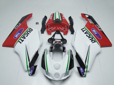 Beste Ducati 749 999 Motorrad Verkleidung 2005-2006 - Weiss Rot Grun Glanzendes Schwarz Enel Generali Tim