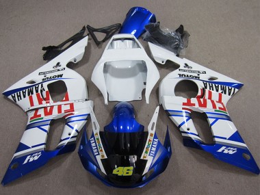 Beste Yamaha YZF R6 Motorrad Verkleidung 1998-2002 - Weiss Blau Rot Fiat Michelin Motul 46