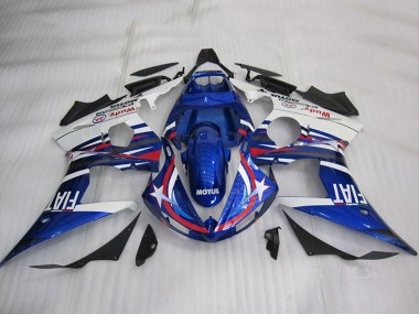 Beste Yamaha YZF R6 Motorrad Verkleidung 2003-2004 - Weiss Blau Rot Motul Fiat