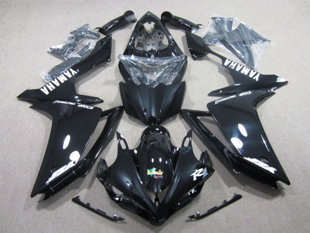 Beste Yamaha YZF R1 Motorrad Verkleidung 2007-2008 - Glanzendes Schwarz Weiss Aufkleber