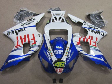 Beste Yamaha YZF R1 Motorrad Verkleidung 2009-2011 - Weiss Blau Rot Fiat Motul Dunlop 46
