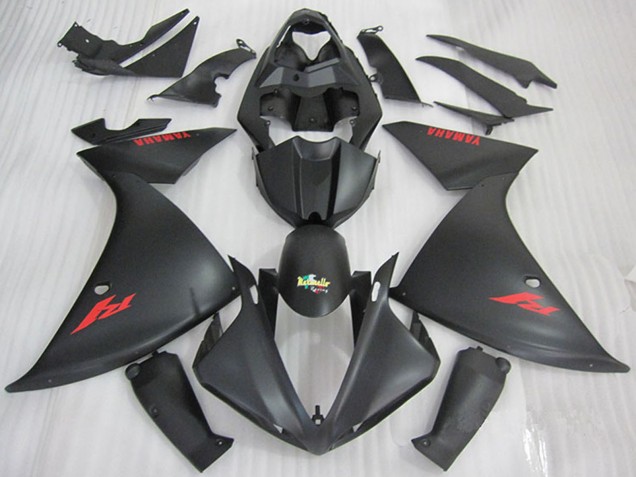 Beste Yamaha YZF R1 Motorrad Verkleidung 2009-2011 - Matt Schwarz Rot Aufkleber