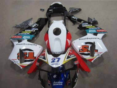 Beste Honda CBR600RR Motorrad Verkleidung 2005-2006 - Weiss Rot Blau Glanzendes Schwarz Stern Lee 27