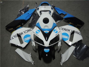 Beste Honda CBR600RR Motorrad Verkleidung 2005-2006 - Weiss Blau Glanzendes Schwarz Konica Minolta