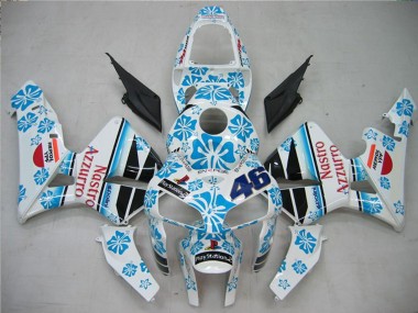 Beste Honda CBR600RR Motorrad Verkleidung 2005-2006 - Weiss Blau Rot Nastro Azzurro 46