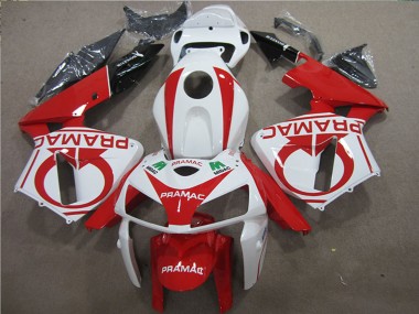 Beste Honda CBR600RR Motorrad Verkleidung 2005-2006 - Weiss Rot Schwarz Pramac