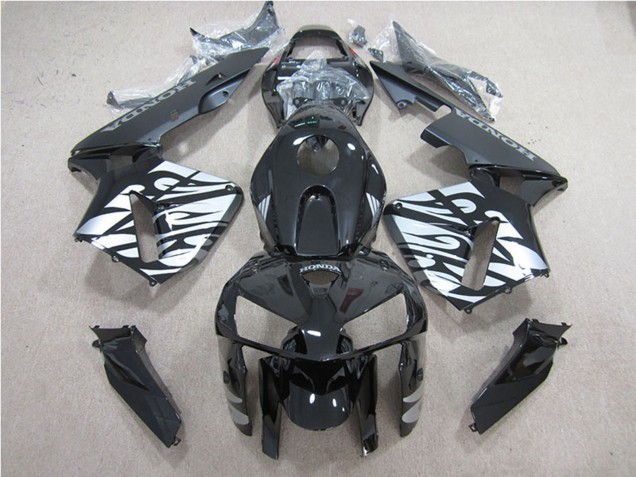 Beste Honda CBR600RR Motorrad Verkleidung 2005-2006 - Glanzendes Schwarz Silber Flamme