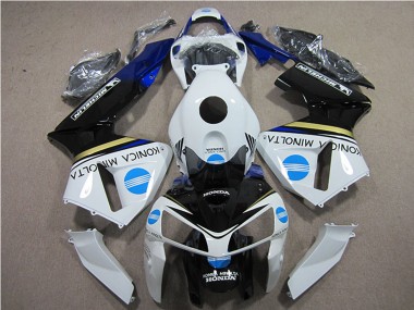 Beste Honda CBR600RR Motorrad Verkleidung 2005-2006 - Weiss Blau Gelb Glanzendes Schwarz Konica Minolta