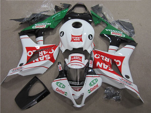 Beste Honda CBR600RR Motorrad Verkleidung 2007-2008 - Weiss Rot Grun San Carlo