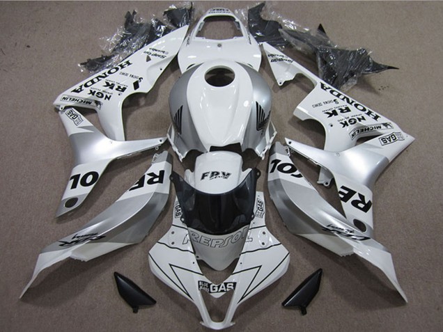 Beste Honda CBR600RR Motorrad Verkleidung 2007-2008 - Weiss Silber Schwarz Repsol