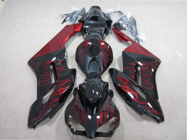 Beste Honda CBR1000RR Motorrad Verkleidung 2004-2005 - Glanzendes Schwarz Rot Flamme