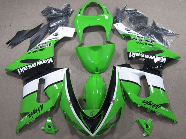 Beste Kawasaki ZX6R Motorrad Verkleidung 2005-2006 - Grun Weiss Schwarz