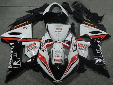 Beste Kawasaki ZX6R Motorrad Verkleidung 2005-2006 - Weiss Schwarz Rot Rizoma Playboy