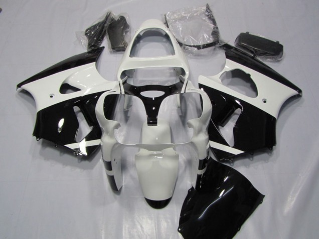 Beste Kawasaki ZX6R Motorrad Verkleidung 2000-2002 - Weiss Glanzendes Schwarz