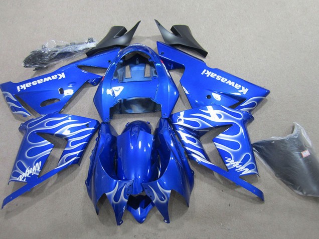 Beste Kawasaki ZX10R Motorrad Verkleidung 2004-2005 - Blau Weiss Flamme
