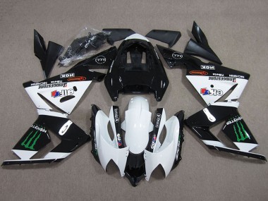 Beste Kawasaki ZX10R Motorrad Verkleidung 2004-2005 - Schwarz Weiss Monster