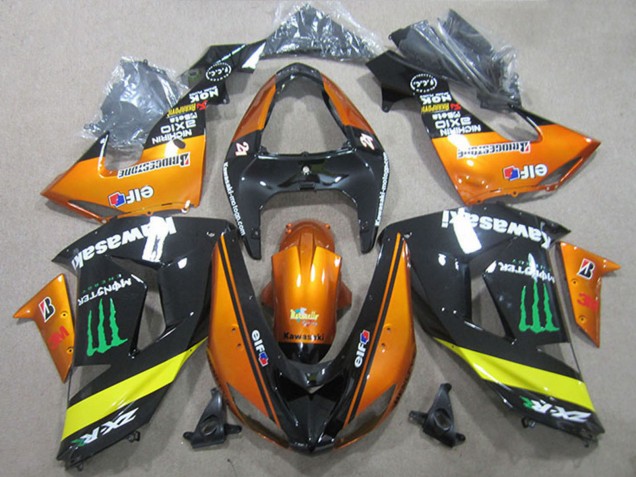 Beste Kawasaki ZX10R Motorrad Verkleidung 2006-2007 - Orange Gelb Glanzendes Schwarz Grun Monster