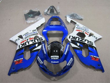 Beste Suzuki GSXR 600 Motorrad Verkleidung 2001-2003 - Weiss Blau Schwarz Motul