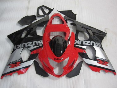 Beste Suzuki GSXR 600 Motorrad Verkleidung 2004-2005 - Rot Silber Glanzendes Schwarz