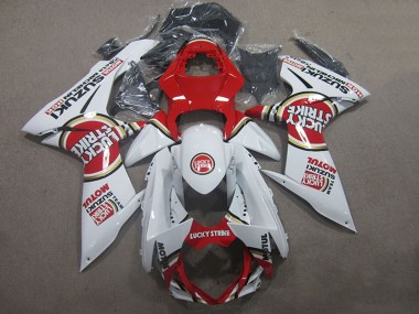 Beste Suzuki GSXR 600 Motorrad Verkleidung 2011-2024 - Weiss Rot Motul Lucky Strike