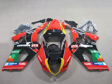 Beste Suzuki GSXR 1000 Motorrad Verkleidung 2003-2004 - Rot Gelb Grun Schwarz