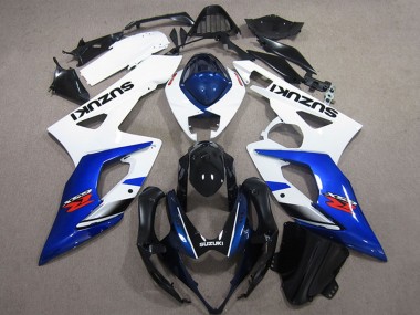 Beste Suzuki GSXR 1000 Motorrad Verkleidung 2005-2006 - Weiss Blau Glanzendes Schwarz