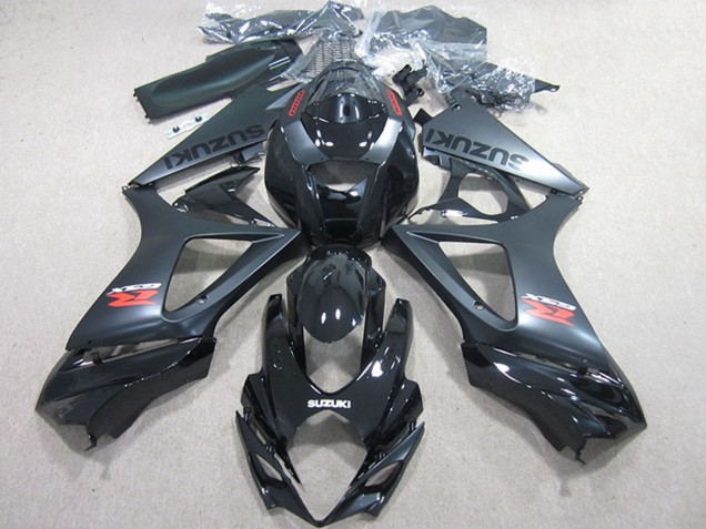 Beste Suzuki GSXR 1000 Motorrad Verkleidungen Kit 2007-2008 - Glanzendes Schwarz Matt Schwarz
