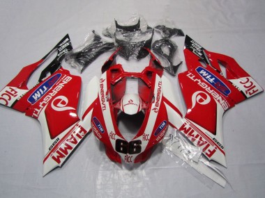 Beste Ducati 1199 Motorrad Verkleidung 2011-2014 - Weiss Rot Fiamm Ficc