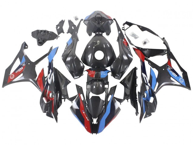 Beste BMW S1000RR Motorrad Verkleidung 2023-2024 - Blau Rot Carbonfaser