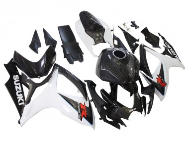 Beste Suzuki GSXR 600/750 Motorrad Verkleidung 2006-2007 - Schwarz Weiss Carbonfaser Stil