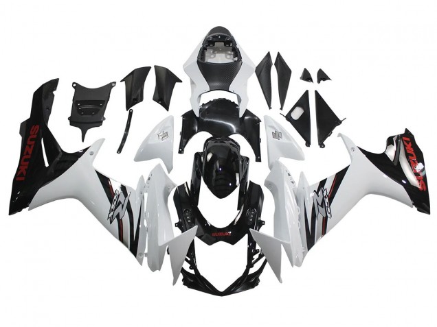 Beste Suzuki GSXR 600/750 Motorrad Verkleidung 2011-2024 - Weiss Glanzendes Schwarz
